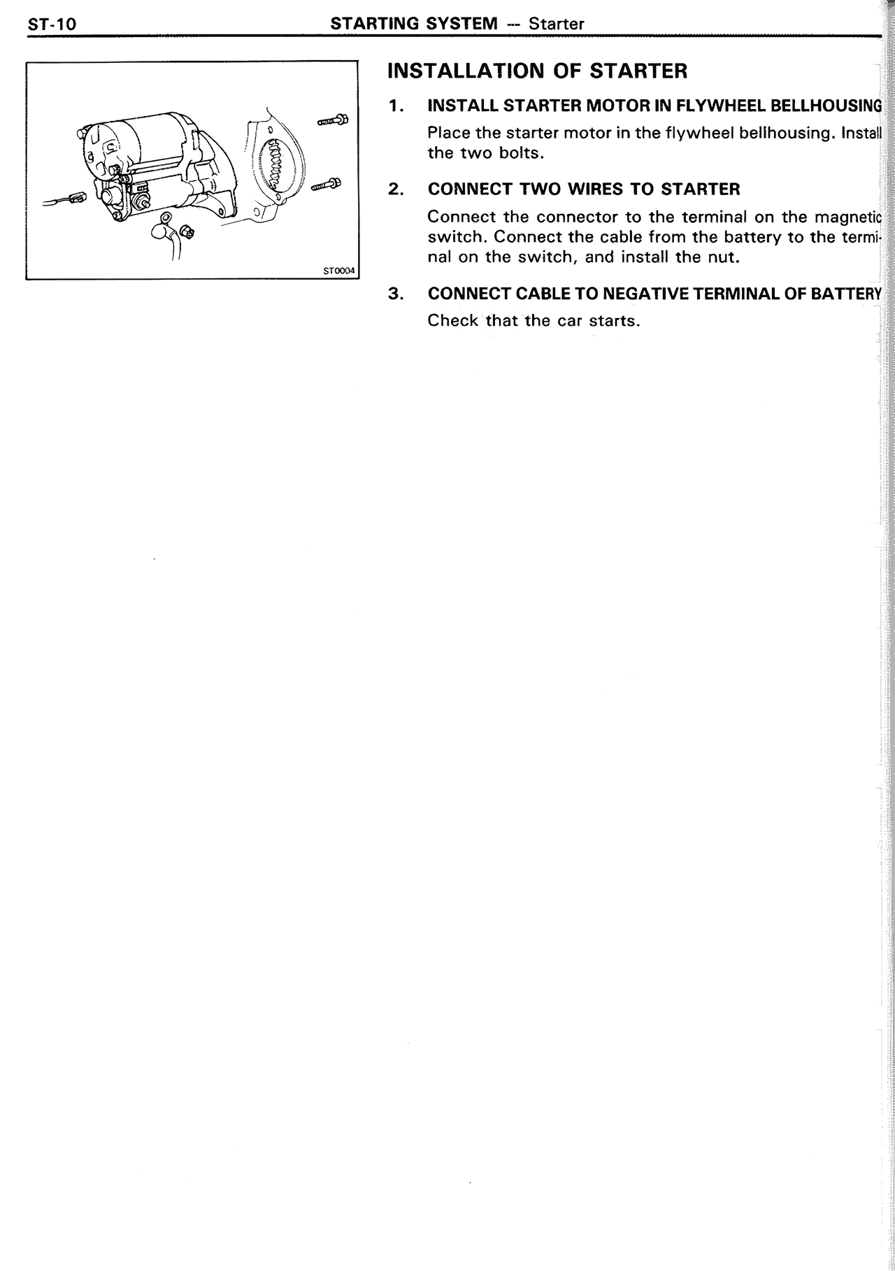 Installation of Starter — MK2 Supra Starting System, page 10