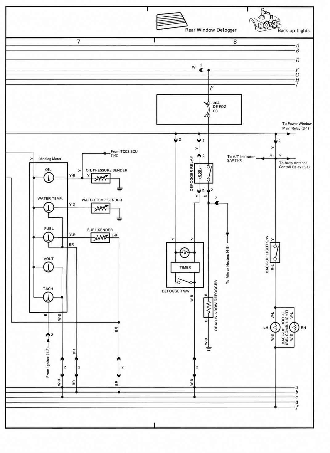 Rear Window Defogger and Back-up Lights Wiring Diagram — MK2 Supra Overall Wiring Diagram wiring diagram, page 9