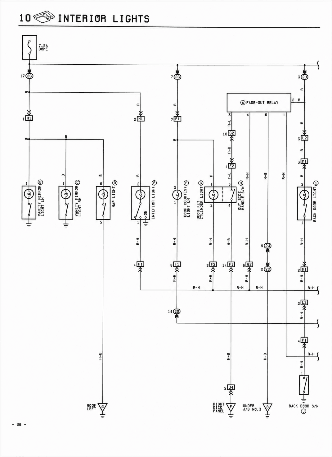 Interior Lights — MK2 Supra Interior Lights wiring diagram, page 1