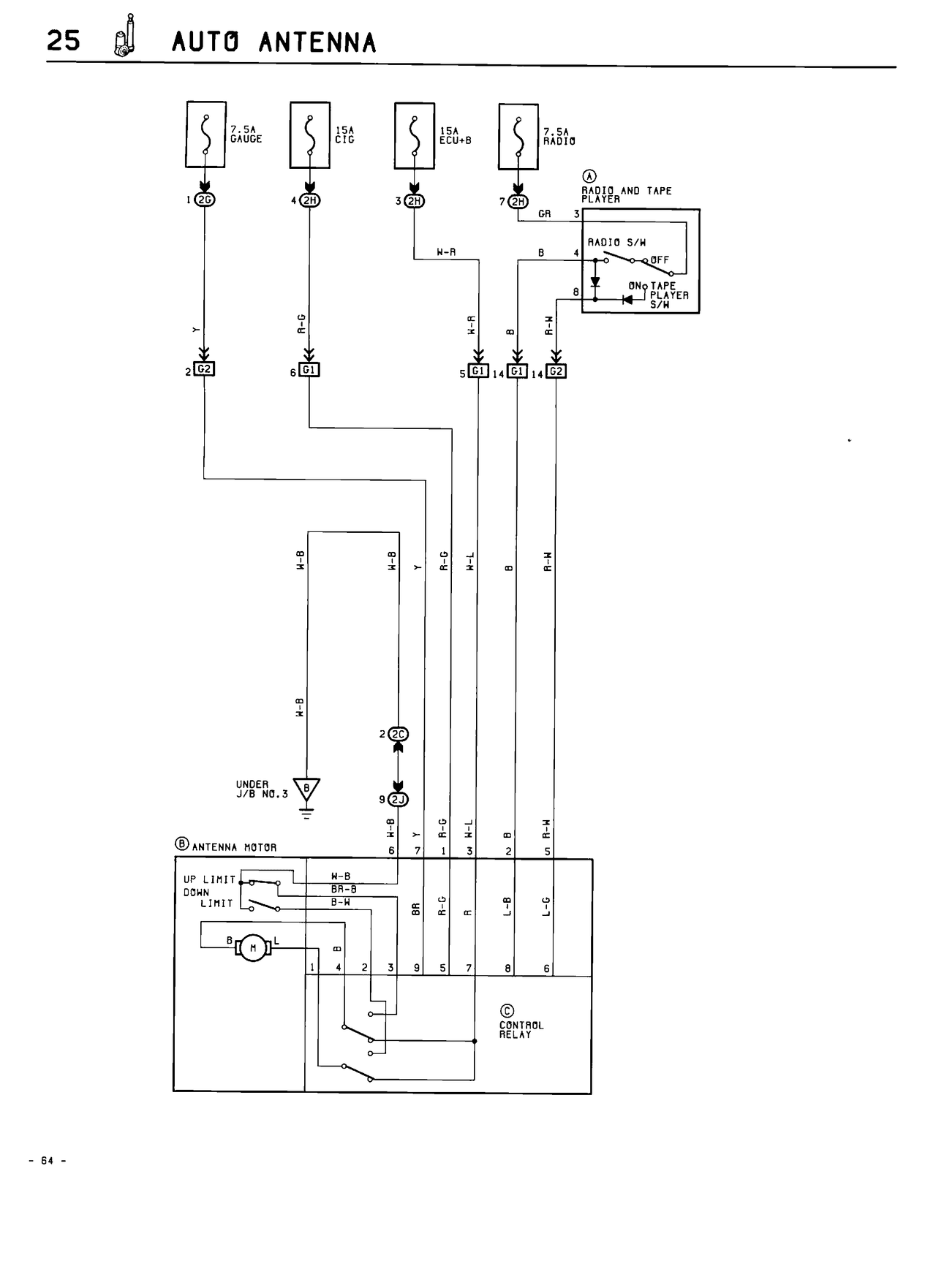 Auto Antenna — MK2 Supra Auto Antenna wiring diagram, page 1