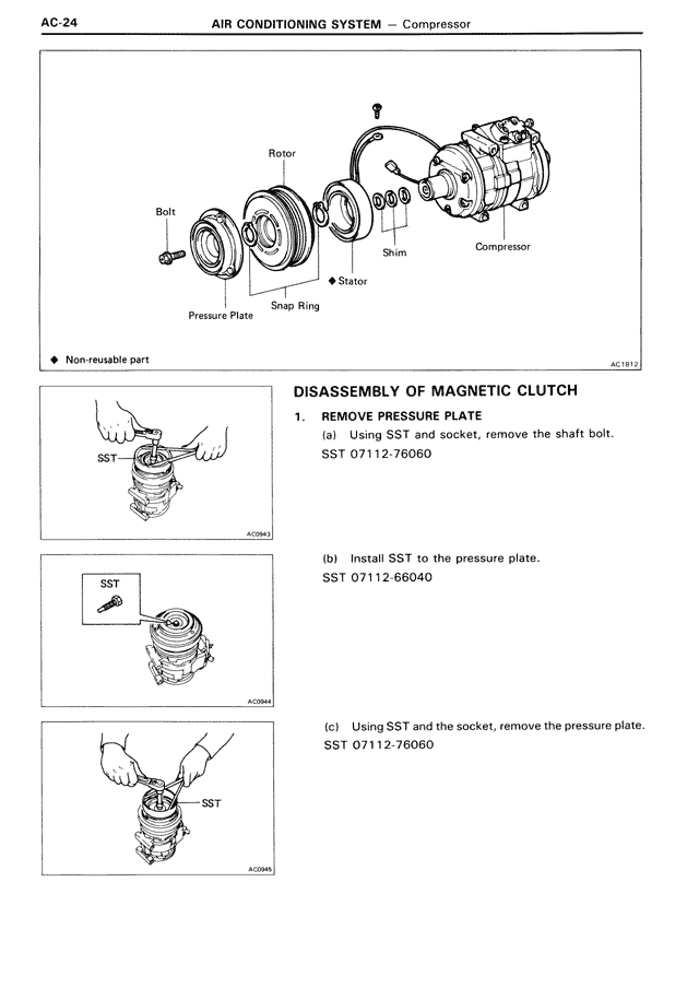 Disassembly of Magnetic Clutch — MK3 Supra Air Conditioning System, page 24