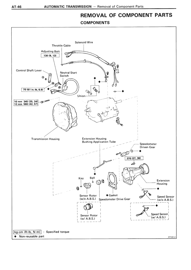 Removal of Component Parts Components — MK3 Supra Automatic Transmission, page 46