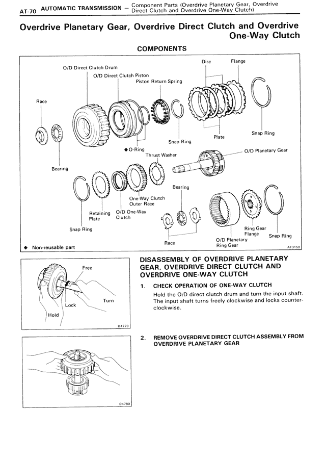 Overdrive Planetary Gear, Overdrive Direct Clutch and Overdrive One-Way Clutch — MK3 Supra Automatic Transmission, page 70
