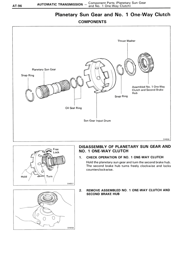 Planetary Sun Gear and No. 1 One-Way Clutch Components — MK3 Supra Automatic Transmission, page 96