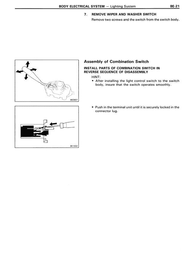 Remove Wiper and Washer Switch — MK3 Supra Body Electrical System, page 21