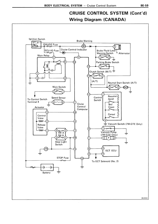 Cruise Control System (Cont'd) Wiring Diagram (Canada) — MK3 Supra Body Electrical System, page 59