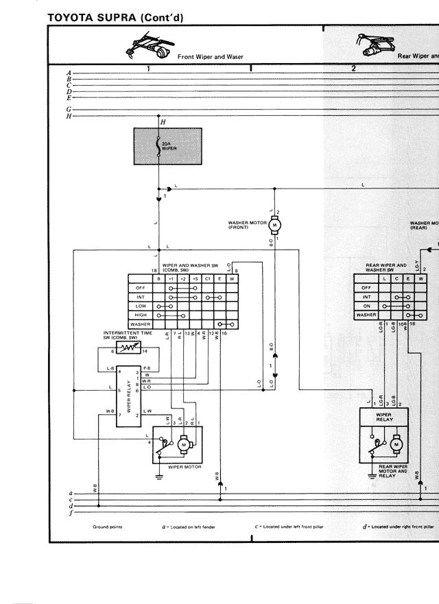Front Wiper and Wiper / Rear Wiper and — MK3 Supra Electrical Wiring Diagrams, page 11