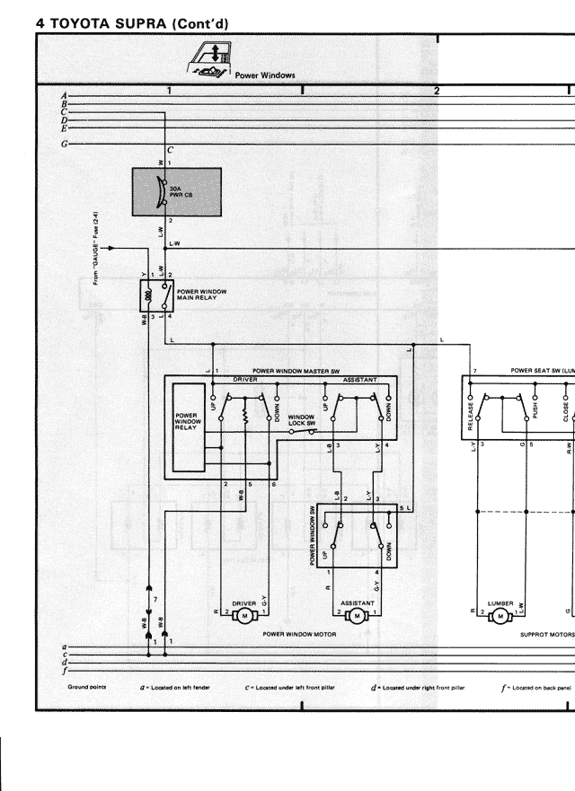 Power Windows — MK3 Supra Electrical Wiring Diagrams, page 15