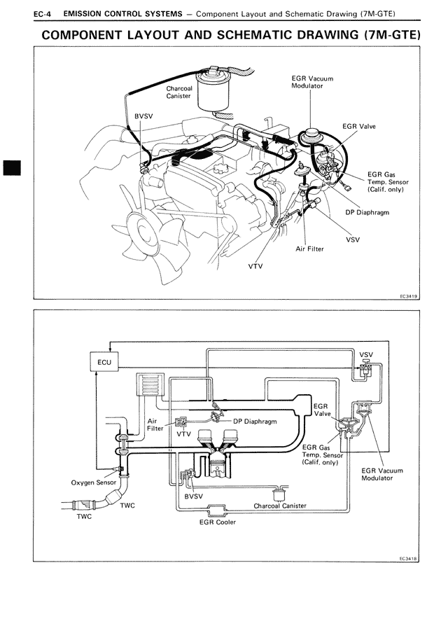 Component Layout and Schematic Drawing (7M-GTE) — MK3 Supra Emission Control Systems, page 4