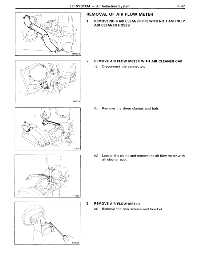 Removal of Air Flow Meter — MK3 Supra EFI System, page 97