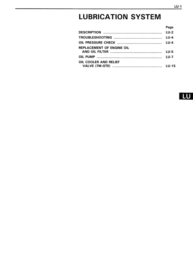 Lubrication System — MK3 Supra Lubrication System, page 1
