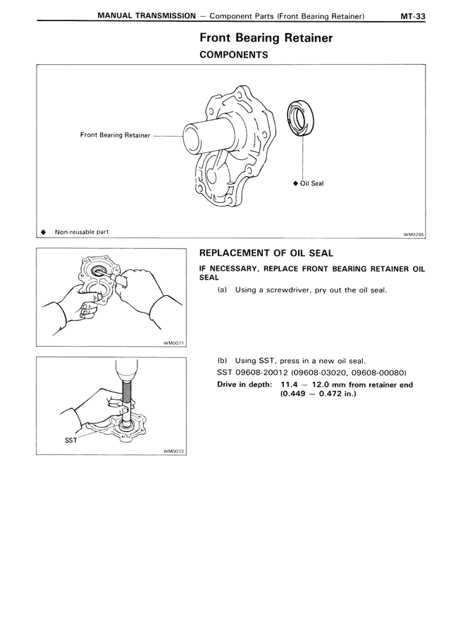 Front Bearing Retainer Components — MK3 Supra Manual Transmission, page 33