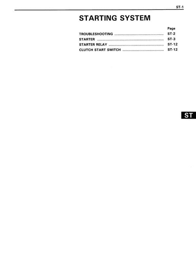 Starting System — MK3 Supra Starting System, page 1