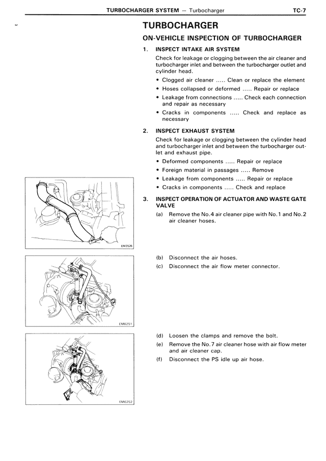Turbocharger On-Vehicle Inspection of Turbocharger — MK3 Supra Turbocharger System, page 7