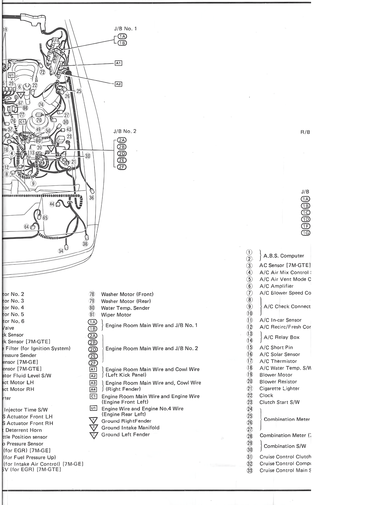 Connector Locations and Component List — MK3 Supra Electrical Wiring Routing wiring diagram, page 2