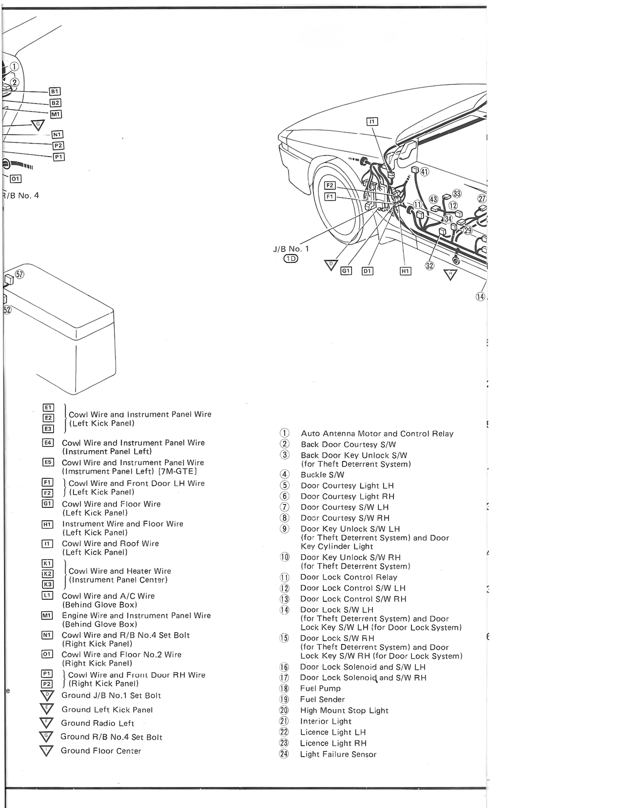 Wire Harness Routing and Ground Points — MK3 Supra Electrical Wiring Routing wiring diagram, page 4