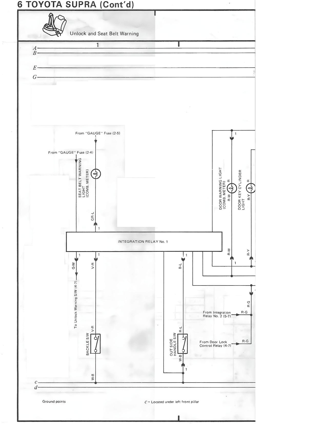 Unlock and Seat Belt Warning — MK3 Supra Overall Wiring Diagram wiring diagram, page 27