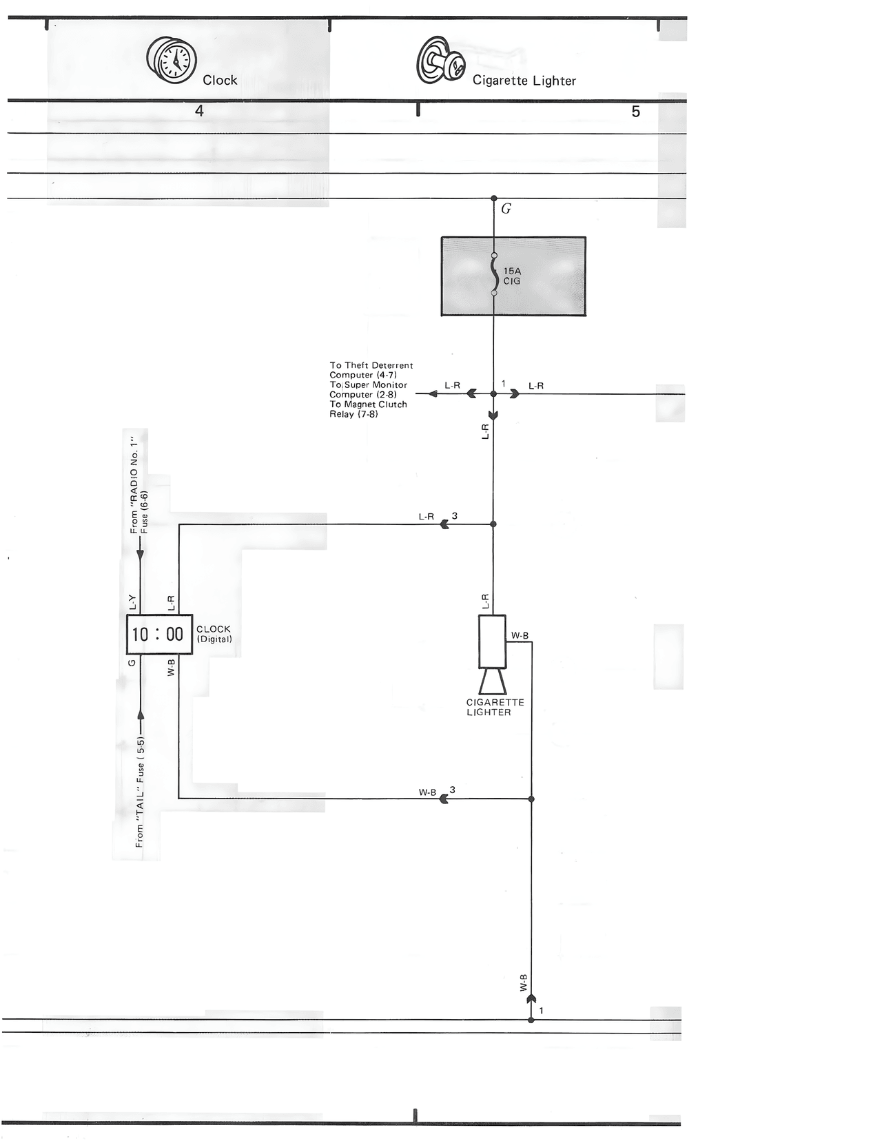 Clock and Cigarette Lighter Wiring Diagram — MK3 Supra Overall Wiring Diagram wiring diagram, page 29