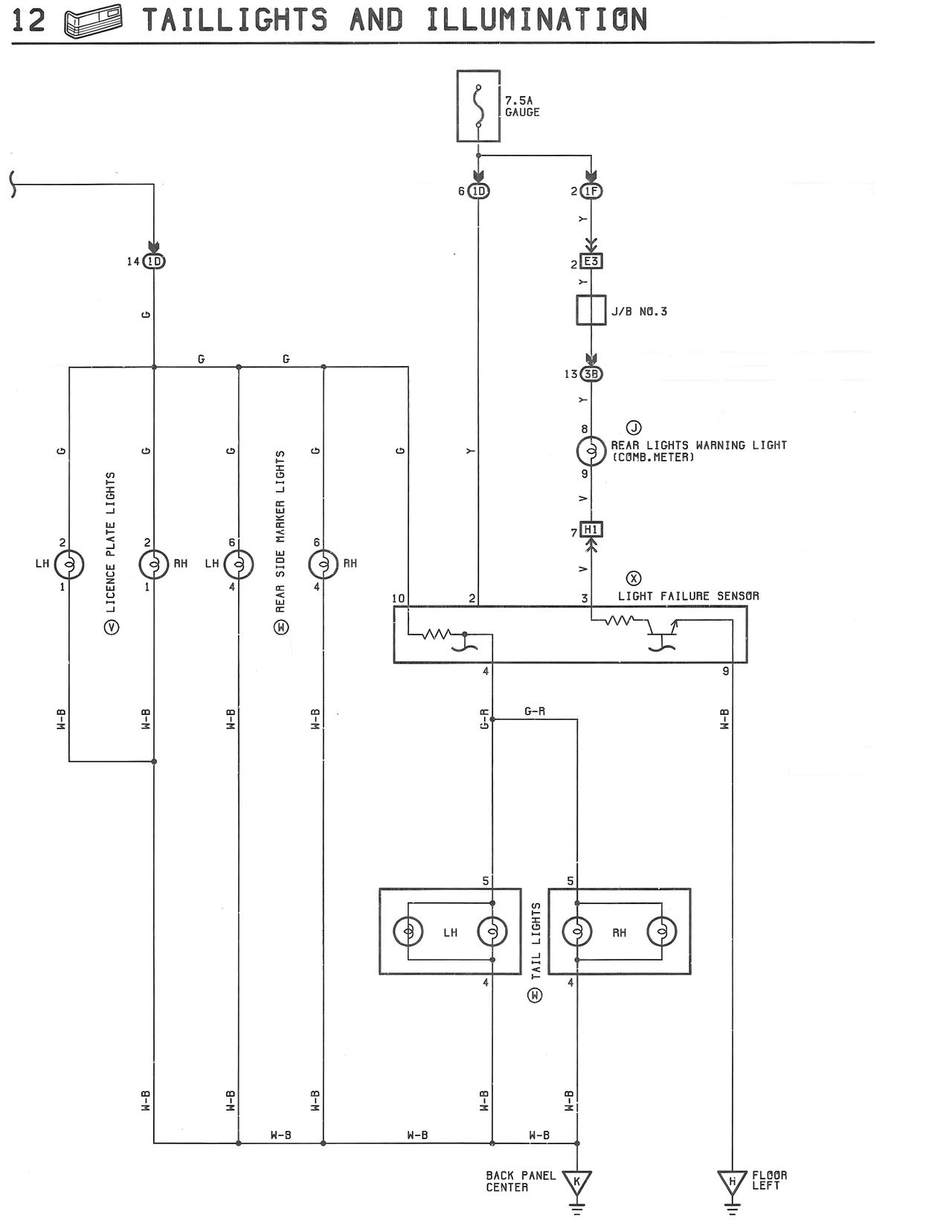 Taillights and Illumination — MK3 Supra Taillights and Illumination wiring diagram, page 3