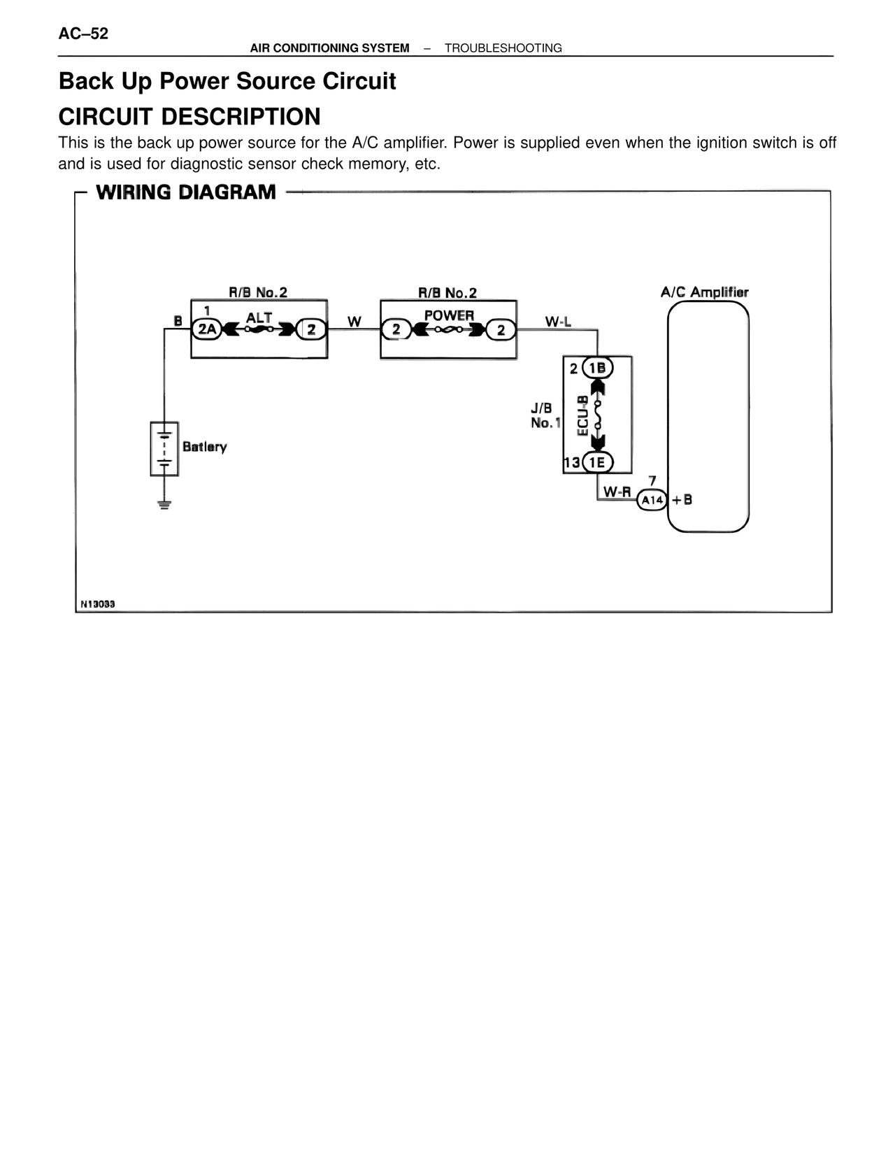 Back Up Power Source Circuit — MK4 Supra Air Conditioning, page 52
