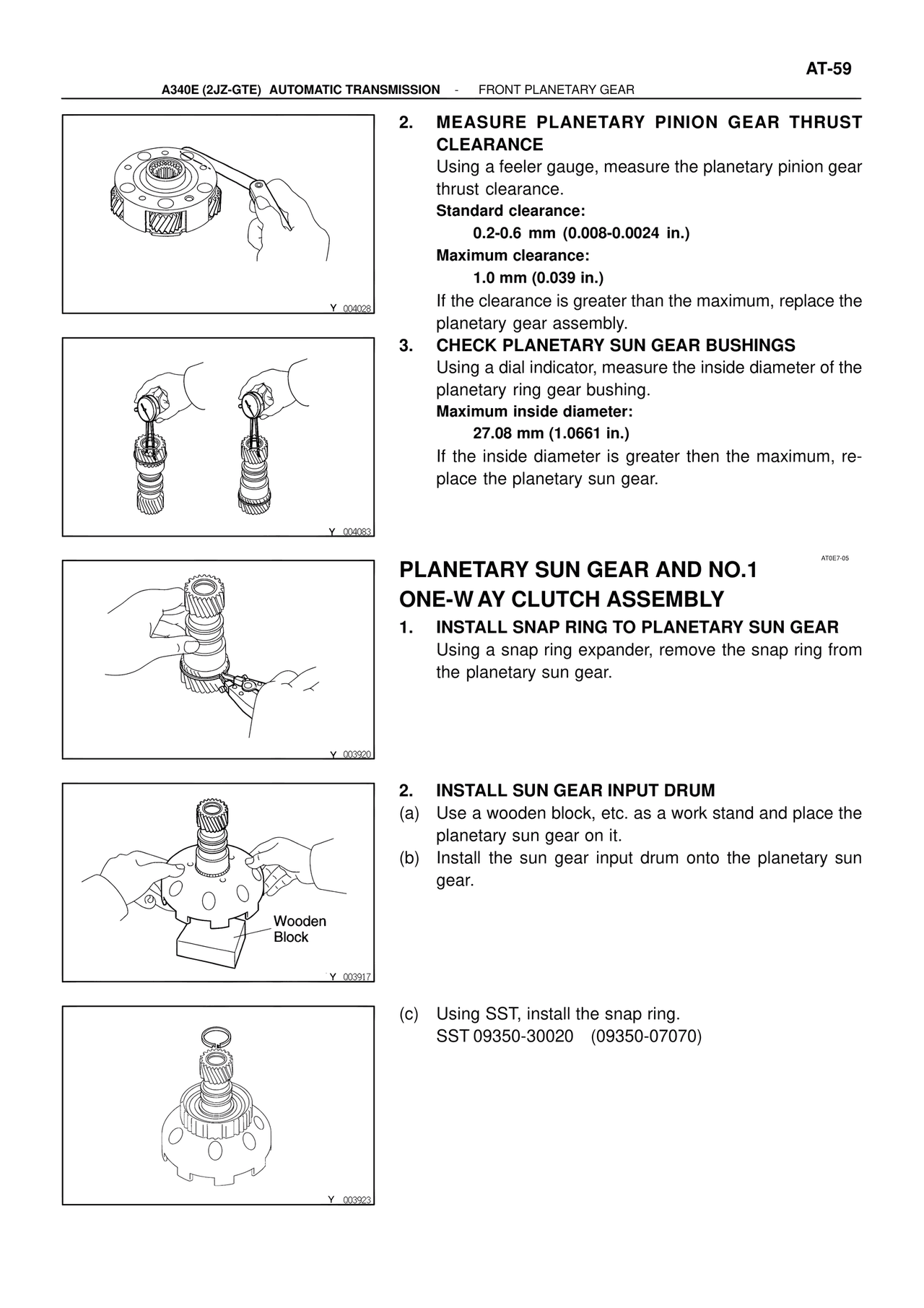 Planetary Sun Gear and NO.1 One-Way Clutch Assembly — MK4 Supra ATM Unit Repair, page 96