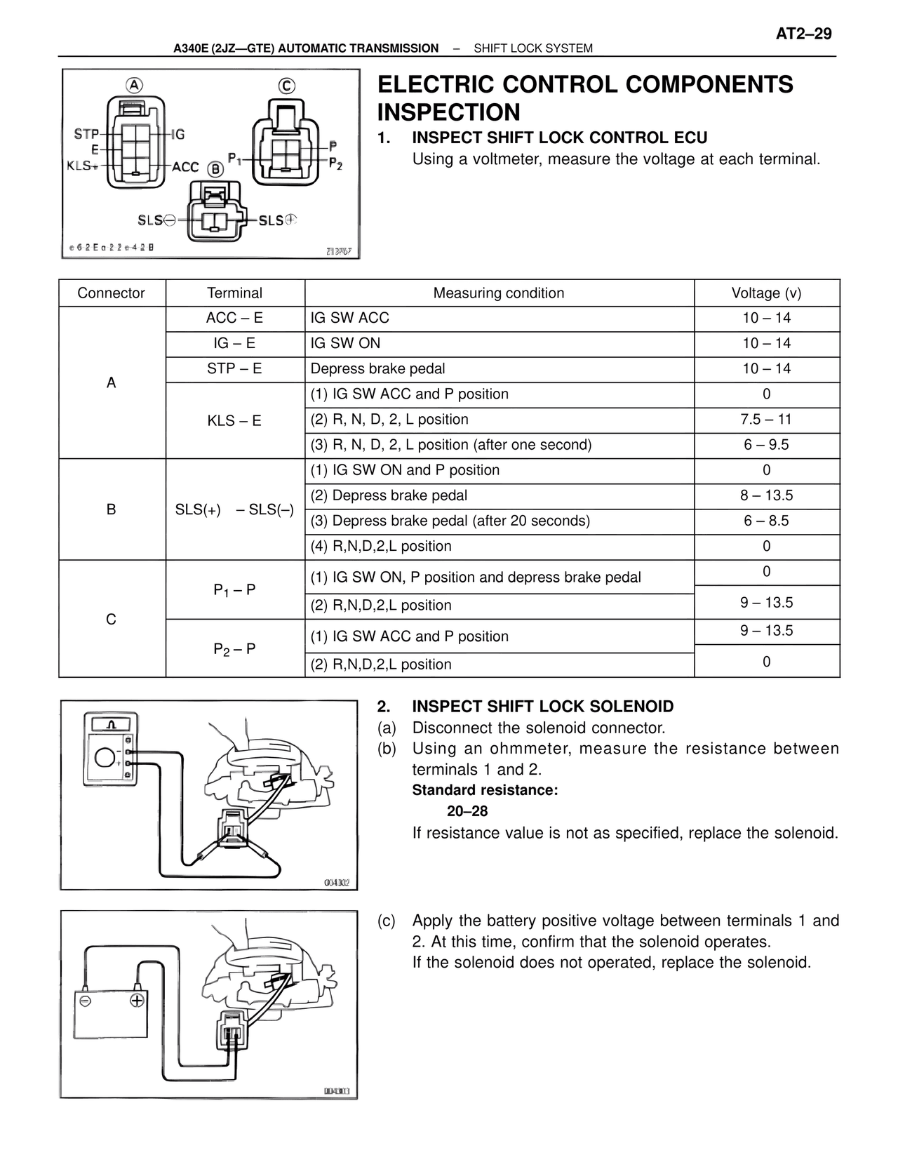 Electric Control Components Inspection — MK4 Supra A340 Automatic Trans (GTE), page 29