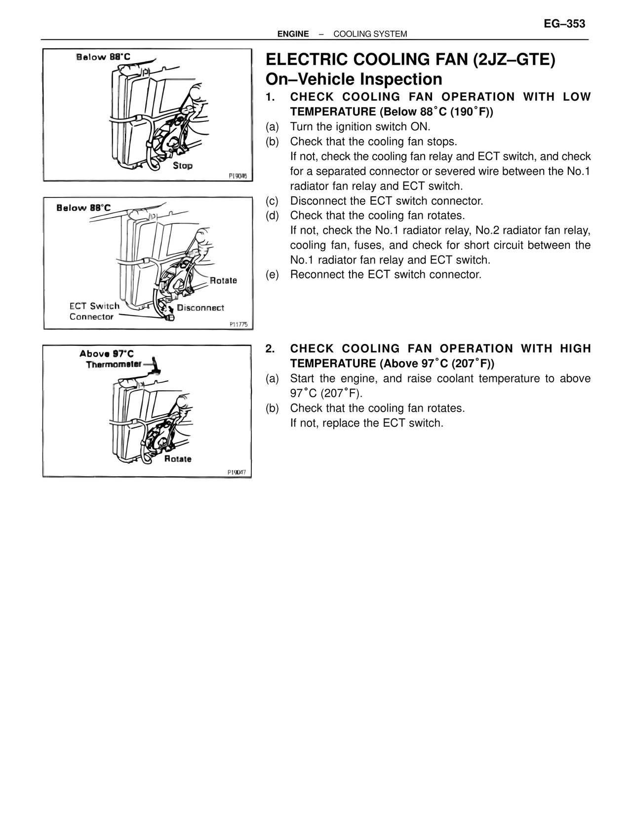 Electric Cooling Fan (2JZ–GTE) On–Vehicle Inspection — MK4 Supra Cooling System, page 25