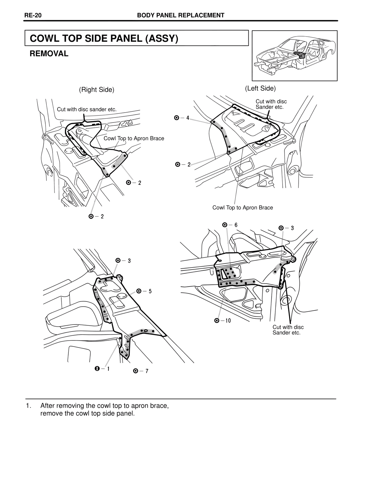 Cowl Top Side Panel (Assy) — MK4 Supra Collision Repair, page 43