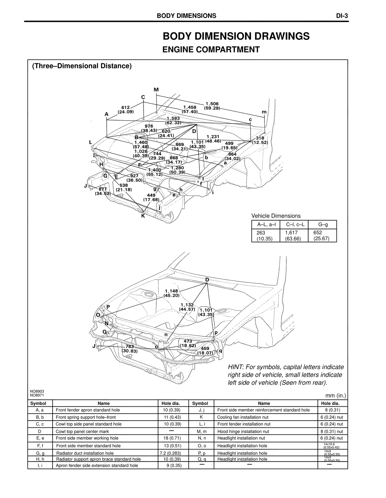 Body Dimension Drawings Engine Compartment — MK4 Supra Collision Repair, page 103