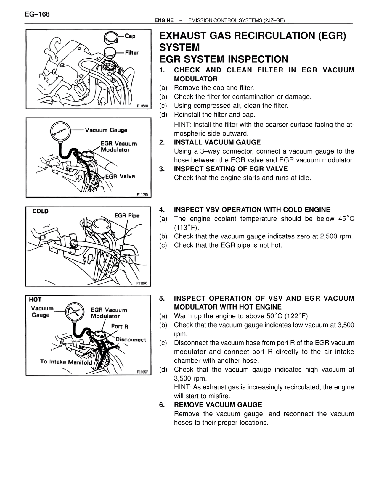 Exhaust Gas Recirculation (EGR) System EGR System Inspection — MK4 Supra Emission System 2JZ-GE, page 7