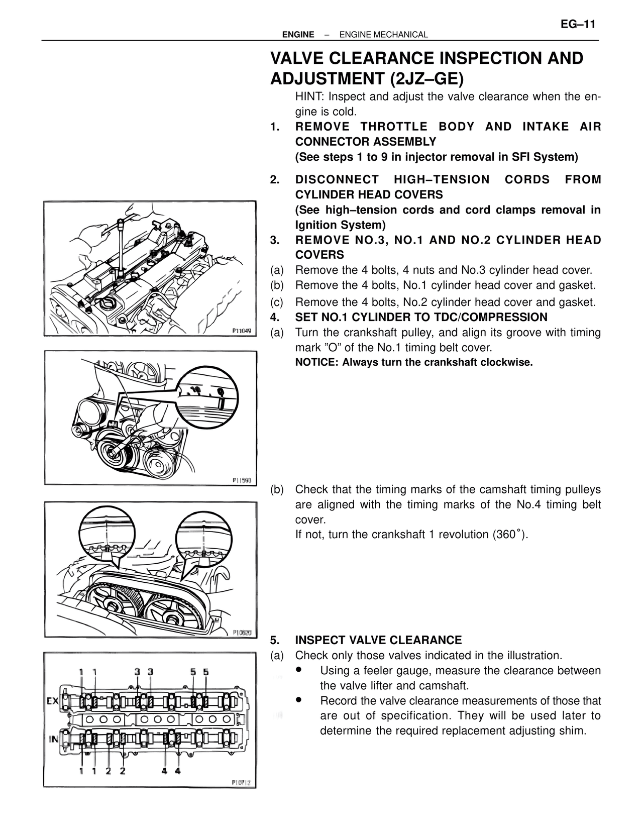 Valve Clearance Inspection and Adjustment (2JZ–GE) — MK4 Supra Engine Mechanical, page 11