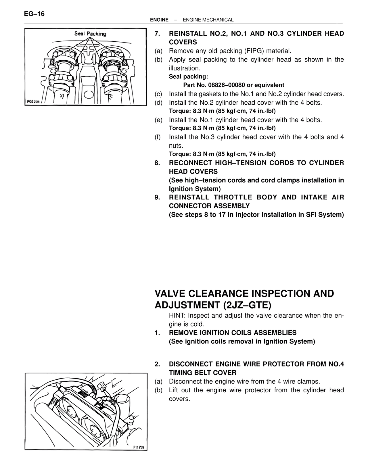Valve Clearance Inspection and Adjustment (2JZ–GTE) — MK4 Supra Engine Mechanical, page 16