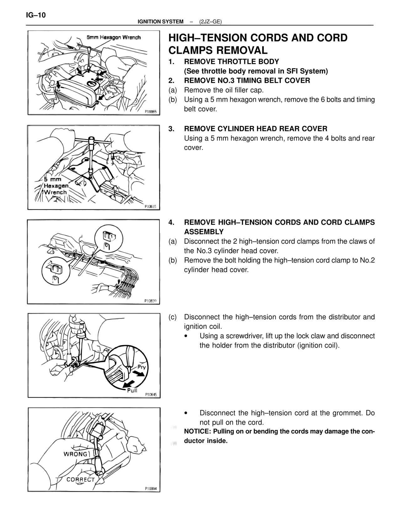 High-Tension Cords and Cord Clamps Removal — MK4 Supra Ignition System 2JZ-GE, page 10