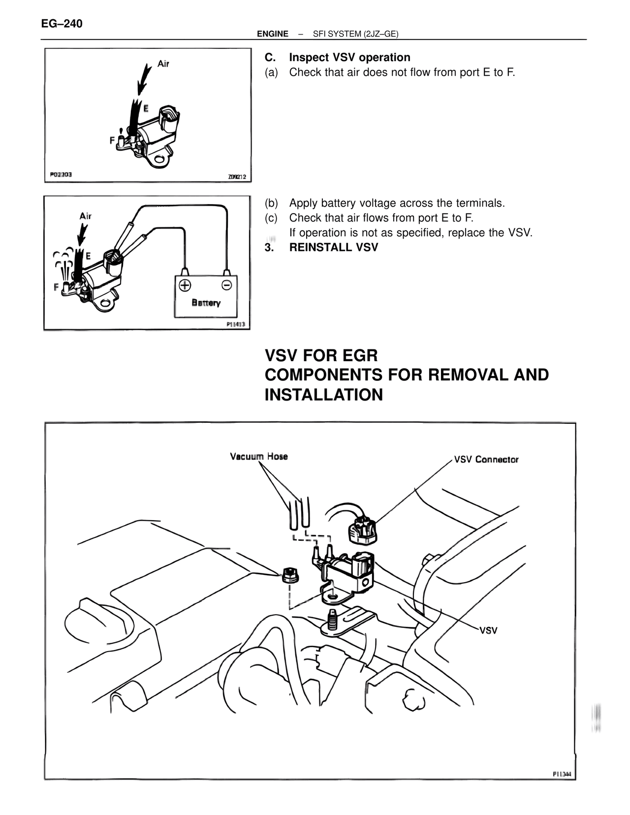 VSV for EGR Components for Removal and Installation — MK4 Supra SFI System 2JZ-GE, page 54