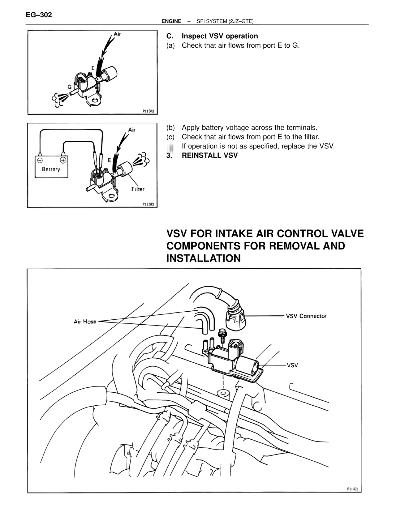 VSV for Intake Air Control Valve Components for Removal and Installation — MK4 Supra SFI System 2JZ-GTE, page 45