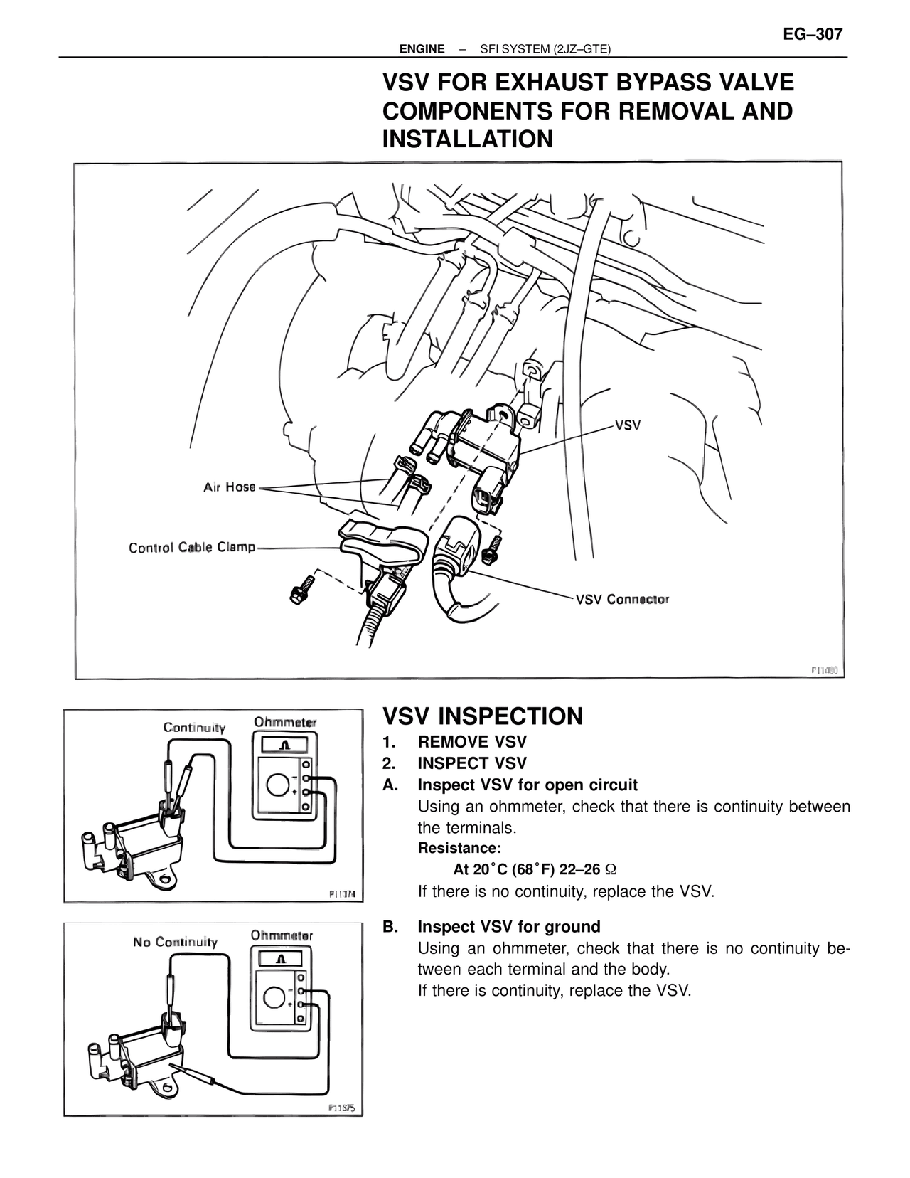 VSV for Exhaust Bypass Valve Components for Removal and Installation — MK4 Supra SFI System 2JZ-GTE, page 50
