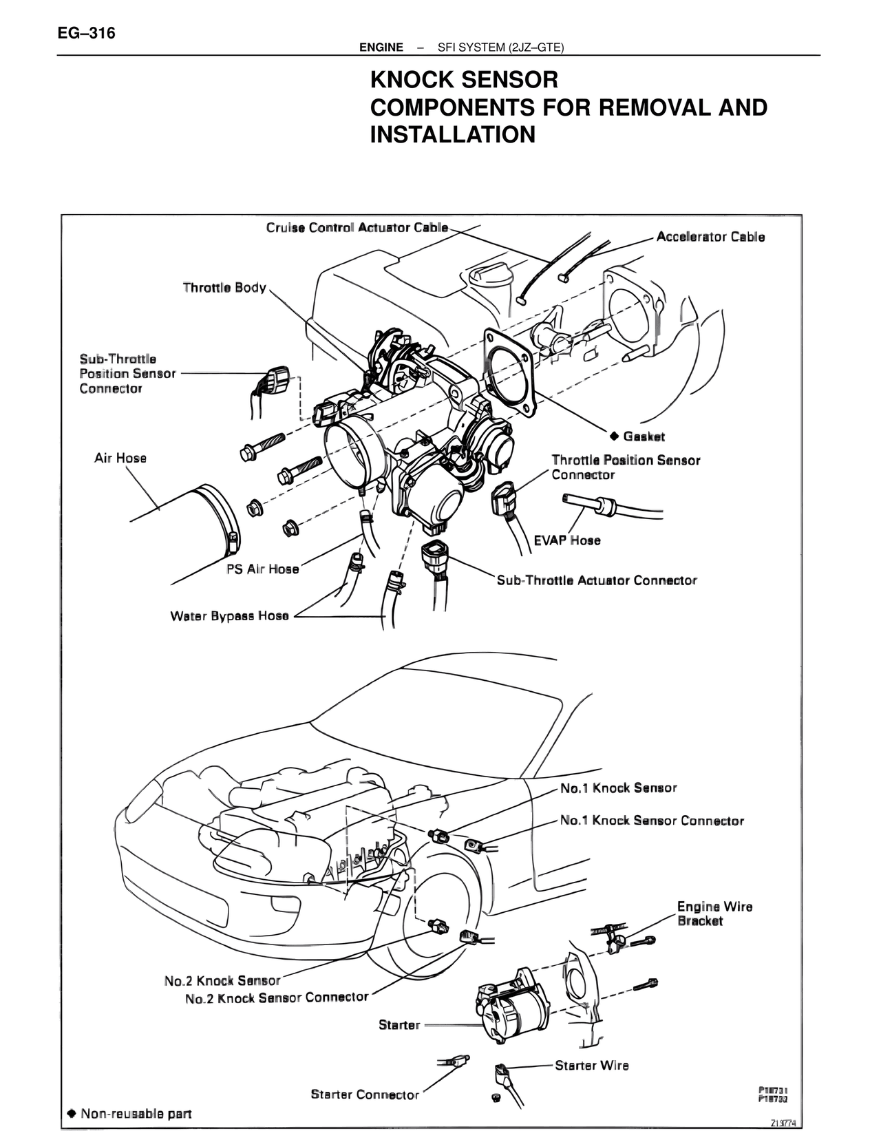 Knock Sensor Components for Removal and Installation — MK4 Supra SFI System 2JZ-GTE, page 59
