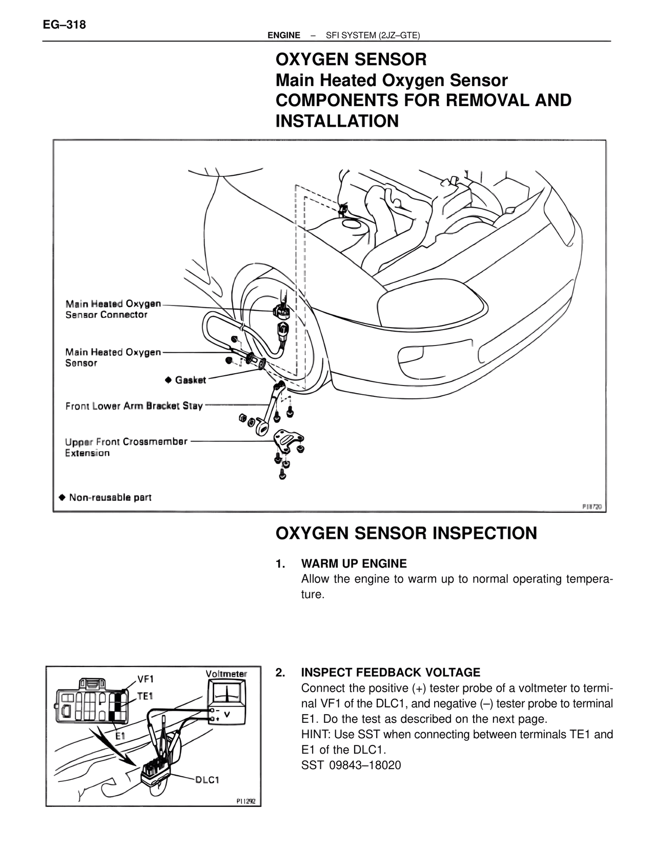 Oxygen Sensor Main Heated Oxygen Sensor Components for Removal and Installation — MK4 Supra SFI System 2JZ-GTE, page 61