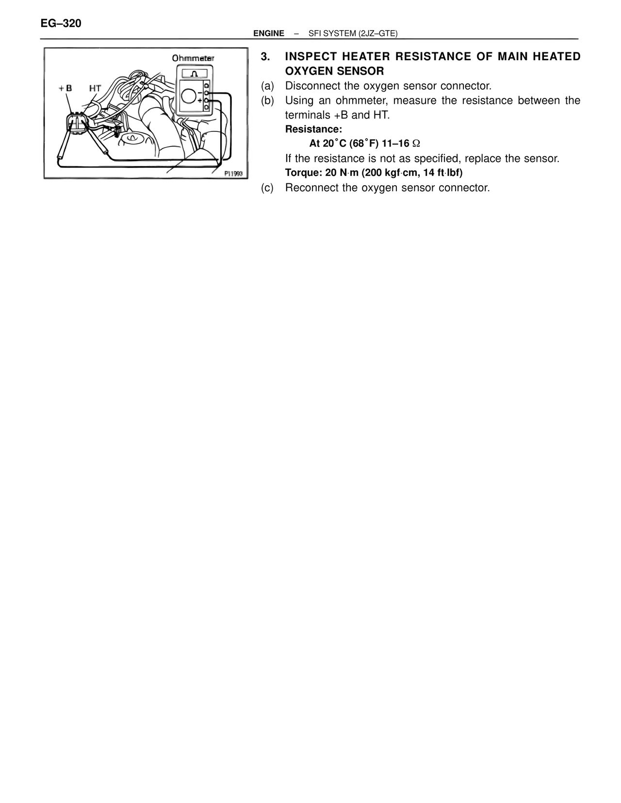 Inspect Heater Resistance of Main Heated Oxygen Sensor — MK4 Supra SFI System 2JZ-GTE, page 63