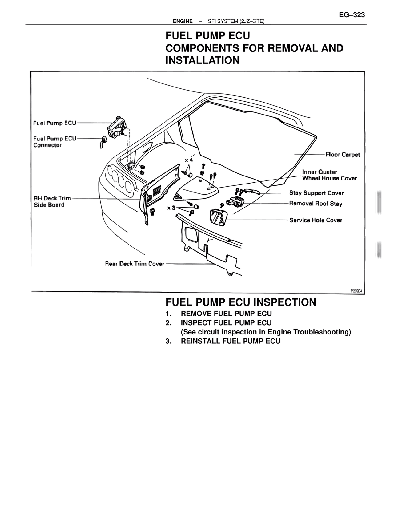 Fuel Pump ECU Components for Removal and Installation — MK4 Supra SFI System 2JZ-GTE, page 66