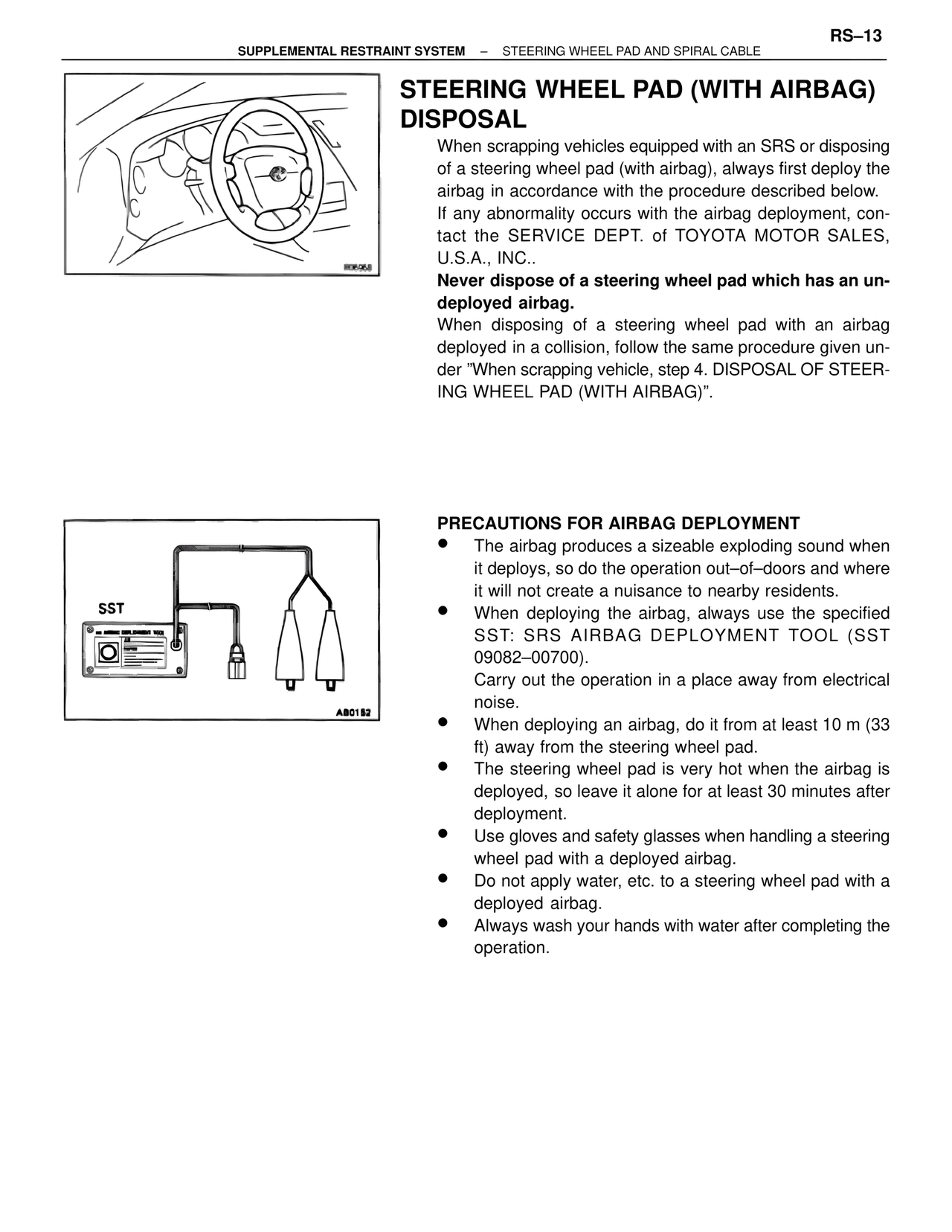 Steering Wheel Pad (With Airbag) Disposal — MK4 Supra Supplemental Restraint System, page 13
