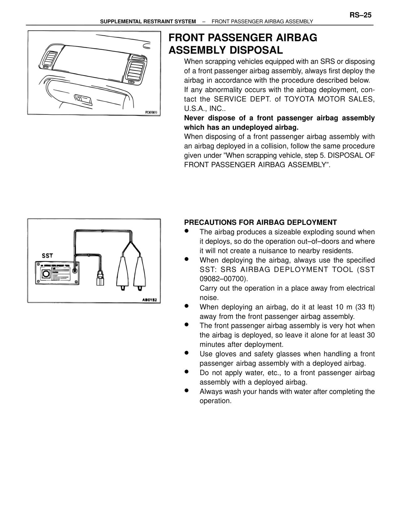 Front Passenger Airbag Assembly Disposal — MK4 Supra Supplemental Restraint System, page 25