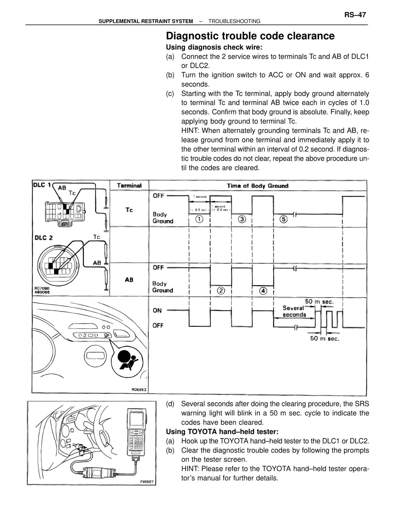 Diagnostic trouble code clearance — MK4 Supra Supplemental Restraint System, page 47