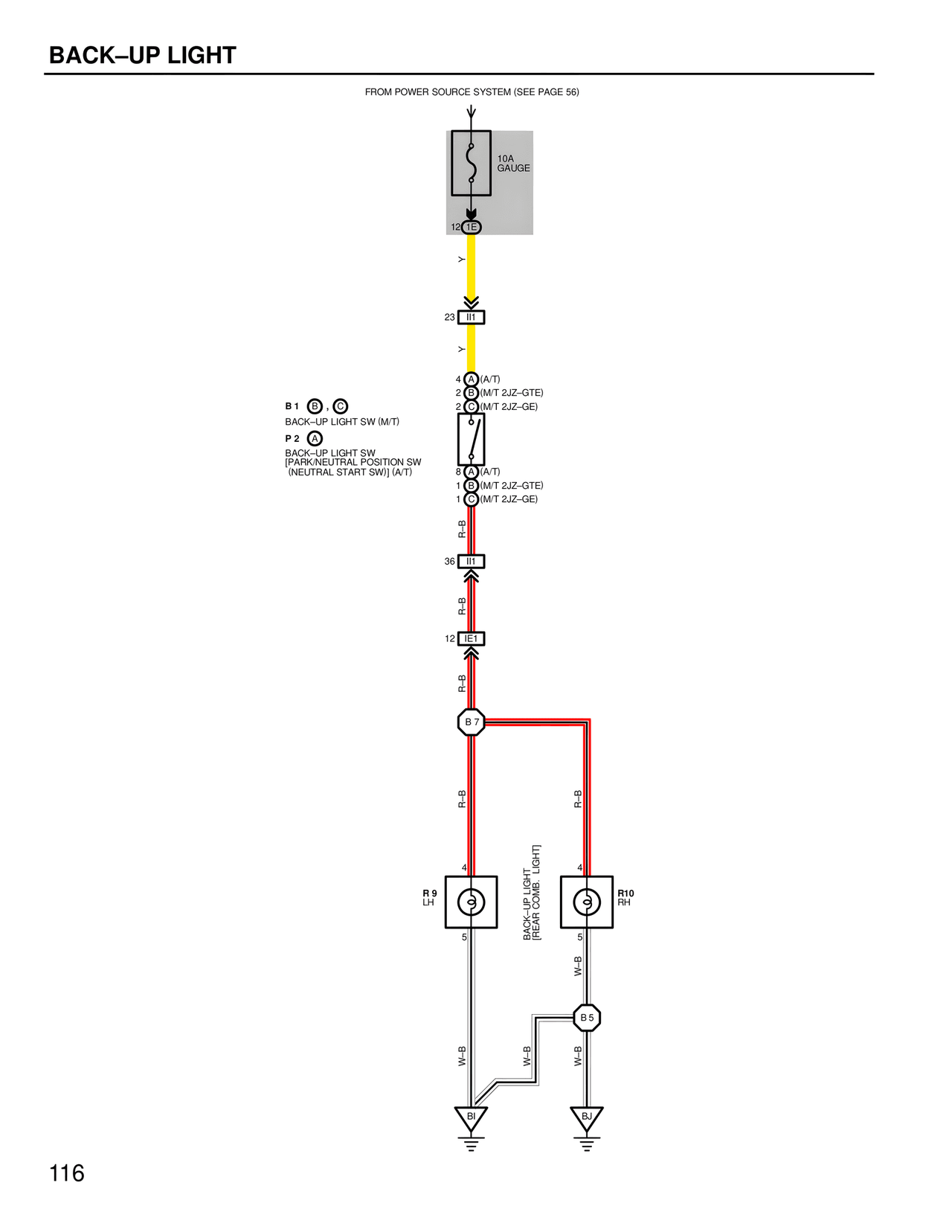 Back–up Light — MK4 Supra Wiring Diagrams, page 114