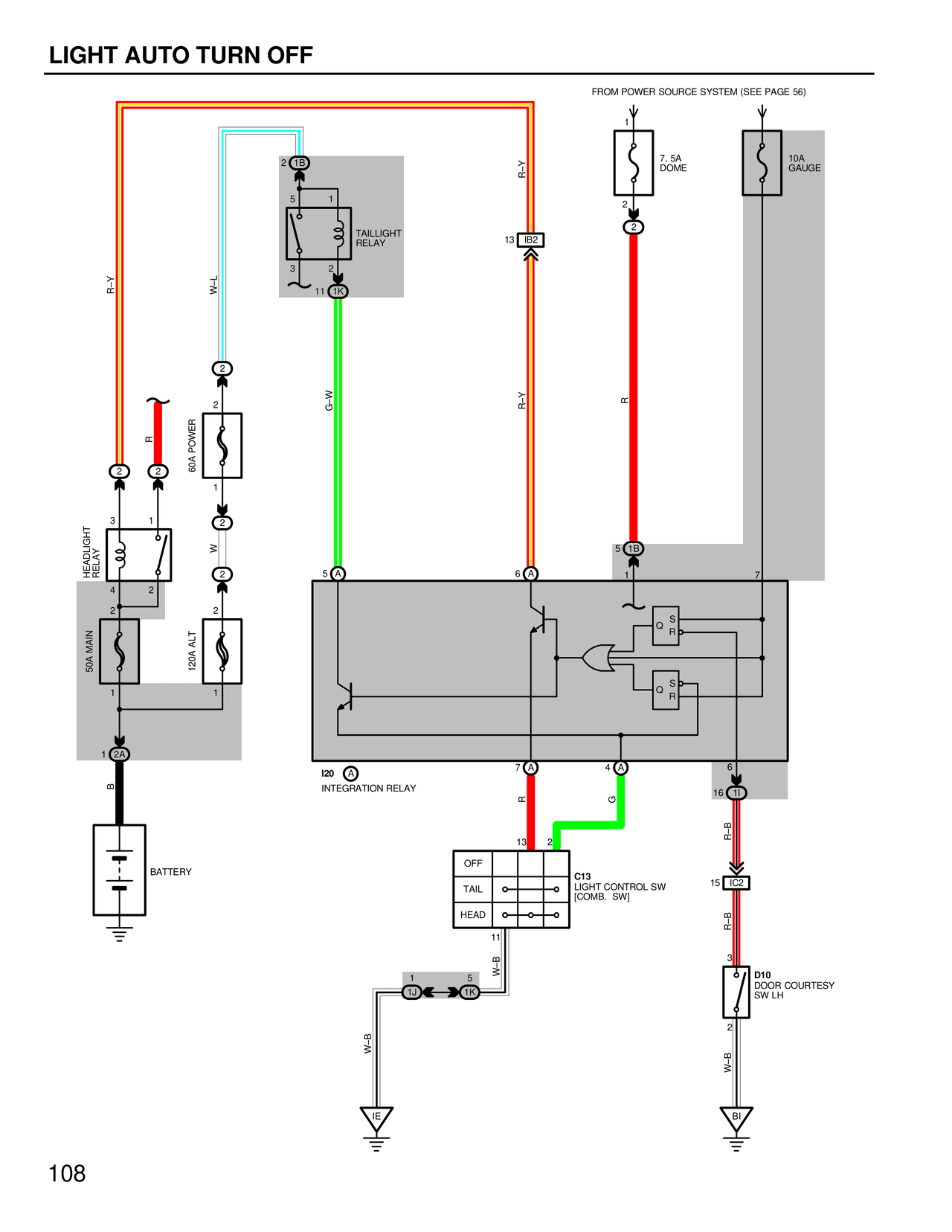 Light Auto Turn Off — MK4 Supra Light Auto Turn Off wiring diagram, page 1