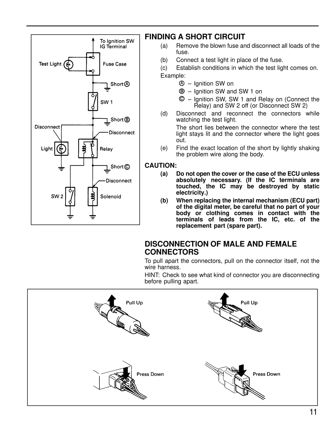 Finding a Short Circuit / Disconnection of Male and Female Connectors — MK4 Supra Troubleshooting wiring diagram, page 2